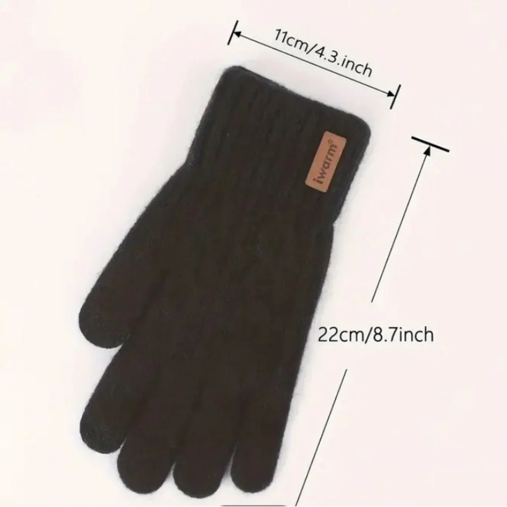 NEW ALPACA & Cashmere Blend Touch Screen Winter Gloves Knit Navy Blue Stretch